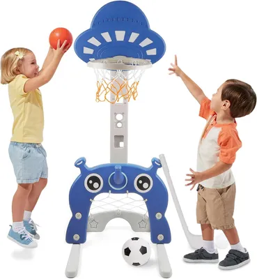 Produktbild von Kinder Basketballkorb 4-in-1, verstellbare Höhe, für Garten, mit Bällen und Zubehör