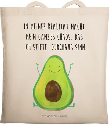 Produktbild von Mr. & Mrs. Panda Shopping Tasche Avocado Glücklich - Transparent - Geschenk, Chaos, Freude, Einkaufstasche, canvas, Tote Bag, Verrückt, Schultasche, Laptoptasche