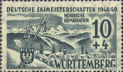 Produktbild von Briefmarken Franz. Zone-Württemberg 1949 Mi 38 postfrisch Skimeisterschaft