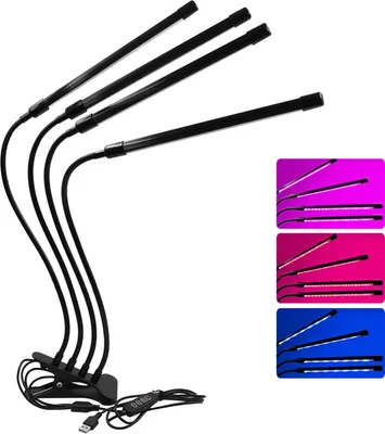 Image de Clip-on Plant Flower Succulent Grow Light USB Full Spectrum Indoor Growing Nursery Replenishing Waterproof Light 3H/9H/12H Timing 9-Gear Dimming