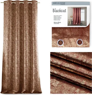 Obrázek produktu pro AmeliaHome zatemňovací závěs Veras 140x250 cm metalický potisk, barva:vínová, množství:1 ks