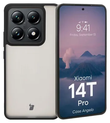 Produktbild von Bizon Case Angelo für Xiaomi 14T Pro, geräuchert mit schwarzem Rahmen