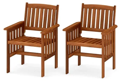Produktbild von Gartenstühle aus Holz im 2er Set mit Armlehnen für Garten, Balkon und Terrasse