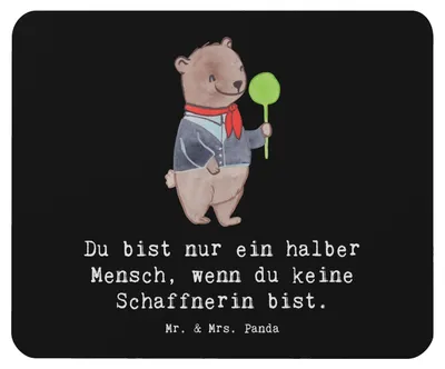 Produktbild von Mr. & Mrs. Panda Mousepad Schaffnerin Herz - Schwarz - Geschenk, Mauspad, mousematte, laptop, Mouse Pad