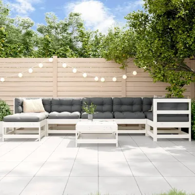 Produktbild von Design Möbel 8-tlg. Garten-Lounge-Set Weiß Massivholz Kiefer - 2024 Neu