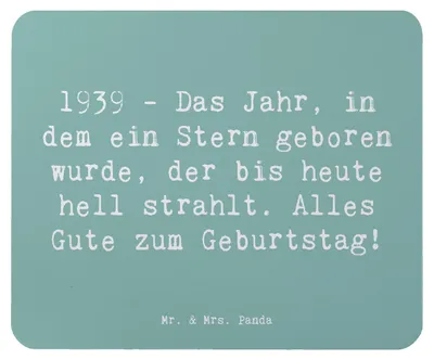 Produktbild von Mr. & Mrs. Panda Mousepad Spruch 1939 Geburtstag - Meeresbrise - Geschenk, geschätzter Mensch, Happy Birthday, Alles Gute zum, Geburtsjahr, Mauspad, computermatte, Alter