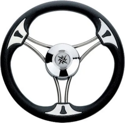 Immagine prodotto di volante a 3 razze "Modello 23" NIRO con impugnatura in vinile nero, A=350 mm, B=60 mm