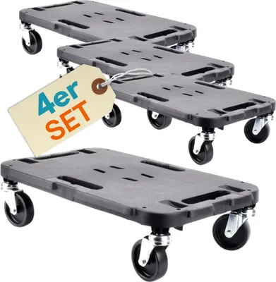 Produktbild von 4er Set Transportroller Rollbrett Transportrollen Rollbrett Werkstatt Pflanzen Rollbretter Transport Möbelrollen flach Pflanzenroller eckig Transporthilfe mit Rollen 48