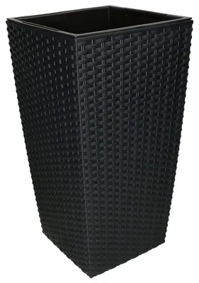 Productafbeelding van KOTARBAU® Bloempot, 240 x 240 x 449 mm, rotan design, vierkant, met binnenpot, antraciet
