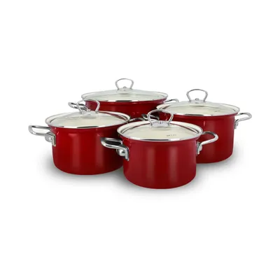 Produktbild von Belis | Kochtopfset - 4 Elemente - Bordeaux - Emaille - Hochwertige Kochqualität - Induktionsgeeignet