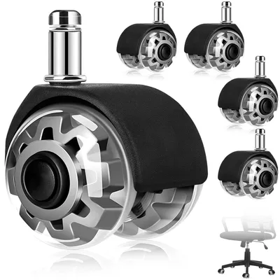 Image de Roulettes de rechange pour chaise de bureau, lot de 5, dimensions 11 x 22 mm, rotation à 360 degrés, adaptées aux sols durs