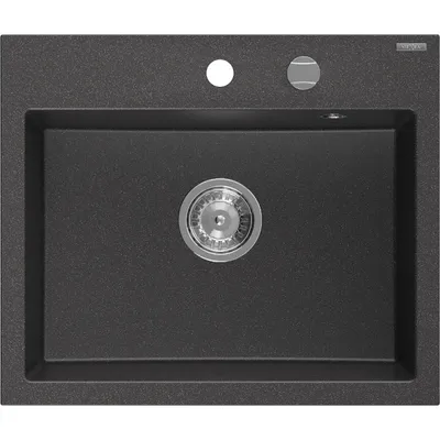 Zdjęcie produktu dla Mexen Oscar zlewozmywak granitowy 1-komorowy 580 x 490 mm, czarny nakrapiany, syfon chrom - 6519581000-76
