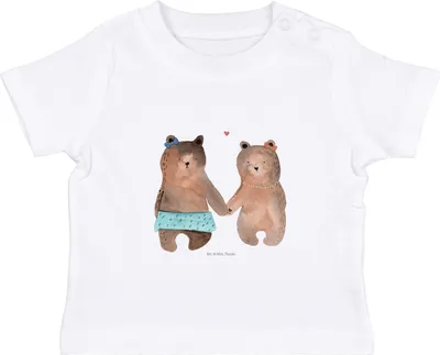 Produktbild von Mr. & Mrs. Panda Organic Baby Shirt Bär Freundin 6. - 12. Monat - Weiß - Geschenk, T-Shirt, Kinder, Teddy, , Baumwolle, Oberteil, Babyshirt