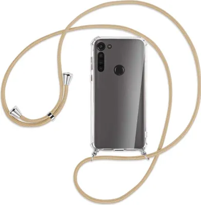 Produktbild von Handykette Backcover-Schutzhülle mit Band (Metall silberfarben) für Motorola Moto G8 - caramel