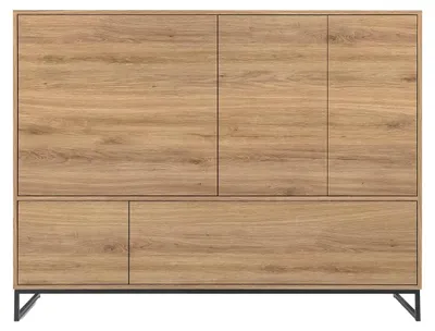 Produktbild von Masseno Kommode AZIR 160 cm Sideboard mit Schubladen und 5 Türen für Wohnzimmer Schlafzimmer Modern 160x45x120 cm Eichefarben