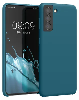 Produktbild von kwmobile Handyhülle für Samsung Galaxy S21 Hülle - Case Silikon - Kabelloses Laden - Schutzhülle Cover in Petrol matt