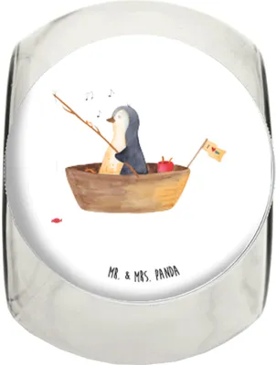 Produktbild von Mr. & Mrs. Panda Kaffeedose Pinguin Angelboot L 870ml - Weiß - Geschenk, Optimistisch, Vorratsbehälter, keksglas, Pinguine, Bonboniere, Boot, Angeln, aufbewahrungsglas