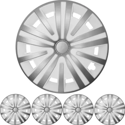 Radzierblenden Set "Spinel" 15 ZOLL in Silber / Weiß 4x PREMIUM DESIGN Radkappen in der Farbe Silber von F.H.U.P. OLSZEWSKI