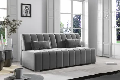 Produktbild von Schlafsofa NADIA, ausziehbare Polstercouch mit Schlaffunktion, Sofa mit Bettkasten, Bonnell-Federkern, inkl. Kissen, Monolith 85
