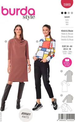 Produktbild von Burda Schnitt 5989 - T-Shirt, Kleid mit Rollkragen, Rollkragenpullover