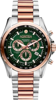 Productafbeelding van Roamer 220837 49 75 20, Rockshell Mark III Chrono, groene, zilveren en rosé gouden herenhorloge