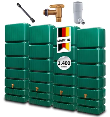 Productafbeelding van 4rain SLIM wandtank SET 1400 L groen, AI-gegenereerde afbeelding
