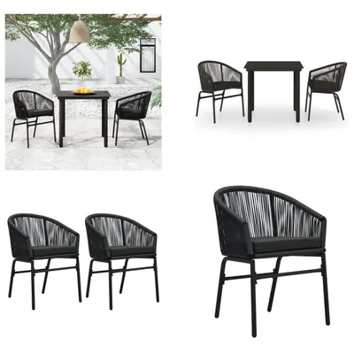 Image de vidaXL 3 pcs. Salon de jardin noir - Salon de jardin - Salon de jardin - Salon de terrasse