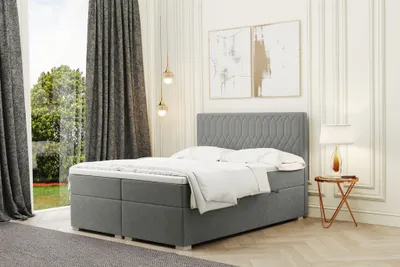 Produktbild von Boxspringbett Schlafzimmerbett DUSTY 140x200cm in Stoff Riviera Grau