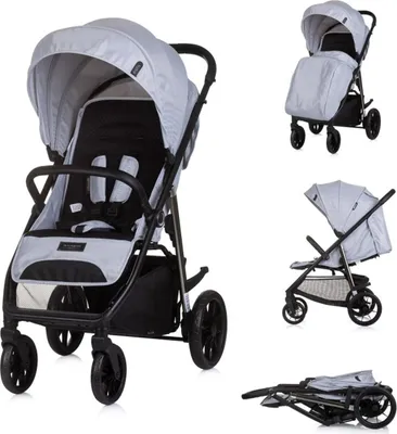 Produktbild von Chipolino Kinderwagen Buggy Insta, Fußabdeckung, Federung, Korb, Gurt, klappbar grau