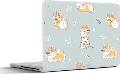 Produktbild von MuchoWow® Laptop Aufkleber Sticker Cover Muster - Hund - Corgi - Jungen - Mädchen - Kinder - Kinder 32.5x23.5 cm - Sticker für Laptop - Selbstklebend