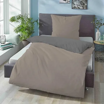 Produktbild von Biberna Renforce Wendebettwäsche 455775 135x200 cm + 80x80 cm taupe