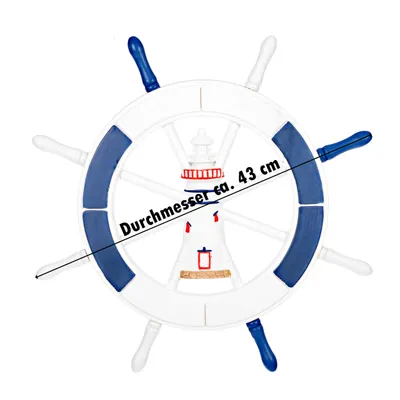 Produktbild von Dekoratives Steuerrad 14 aus Holz  Nautik Optik Schiffsrad 45cm Leuchtturm