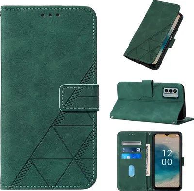 Produktbild von Hülle für Nokia G22 Prägung Flip Leder Kartenfächer Schutzhülle mit Ständer Grün