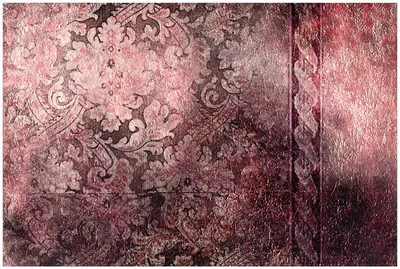 Produktbild von Wallario Premium Glasbild, freischwebende Optik, kräftige Farben, Größe 90 x 60 cm Motiv Schnörkelmuster in rot