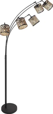 Produktbild von Mexlite - stehlampe - Sumba - natürlich schwarz - bambus metall - bogenlampe - E14 - 4493ZW