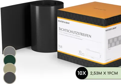 Produktbild von Blumfeldt Sichtschutz Garten, Zaun Sichtschutzstreifen, Wasserdichter Doppelstabmattenzaun Sichtschutz, Dekorativer Gartenzaun Sichtschutz, 10x PVC-Sichtschutzstreifen für Garten, Balkon und Terrasse