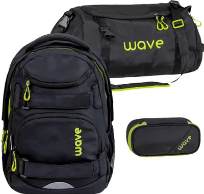 Produktbild von Wave Schulrucksack Set Mädchen Jungs mit Sporttasche Schlamper "Bold"