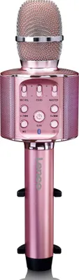 Lenco BMC-090PK - Karaoke Mikrofon mit Bluetooth® - 5 Watt RMS Lautsprecher - Integrierter Akku - Lichteffekte - Handyhalter - USB/SD - Pink