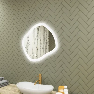 Produktbild von Badspiegel 74x64cm - Ovalmit LED Beleuchtung - LED Dual und Touchsensor und Heizmatte