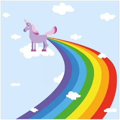 Produktbild von Wallario Memoboard Magnettafel aus Glas, Größe 50 x 50 cm, Motiv Einhorn mit Regenbogen aus dem Hintern
