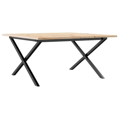 Zdjęcie produktu dla vidaXL Stolik kawowy z ramą X 80x80x45 cm z litego drewna sosnowego i stali