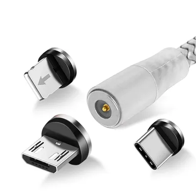 Produktbild von Avizar, 3-in-1 Magnetkabel (USB-C / Micro-USB / Lightning), 1m, Silber