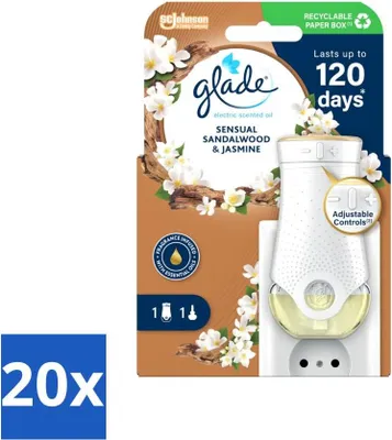Productafbeelding van Glade – Elektrische geurverspreider – Sensuele sandelhout-jasmiengeur – Voordeelverpakking – 20 stuks