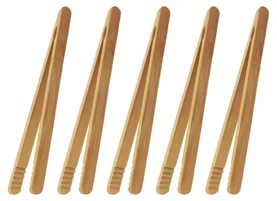 Image de 5 pinces en bambou, pinces de cuisine, en bois, 18 cm, pour toasts, thé, barbecue