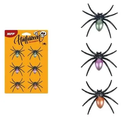 Immagine prodotto di Ragno in plastica metallizzata, 6,5 cm, 6 pezzi - MFP