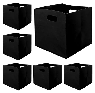 Produktbild von 6 Stück Aufbewahrungsboxen 30x30x30 cm, Boxen Aufbewahrung Schwarz, Filzkorb Aufbewahrung, Filzbox Aufbewahrung, Filzkörbe, Faltbare Aufbewahrungskörbe für Kleidung, Spielzeug, Bücher
