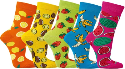 Produktbild von 3 Paar bunte Motivsocken für Damen und Teenager      Bunte Früchte Gr. 35/38