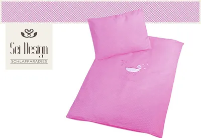 Produktbild von Sei Design Bettwäsche Kinderwagen 60x80+30x40 SET 2 Tlg. Pünktchen rosa