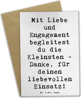 Produktbild von Mr. & Mrs. Panda Glückwunschkarte Spruch Liebevolle Erzieher - Weiß - Geschenk, Grußkarten, Herzblut, einladungskarten, Aufmerksamkeit, Liebe, Wertschätzung, Kleinsten