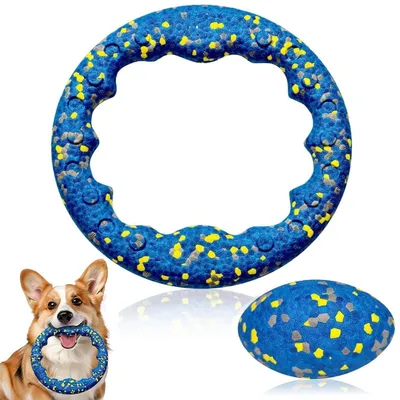 Produktbild von Hundespielzeug Set Ball und Ring Blau ETPU Unzerstörbar